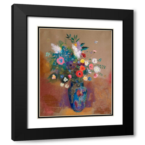 Bouquet of Flowers Black Modern Wood Framed Art Print with Double Matting by Redon, Odilon