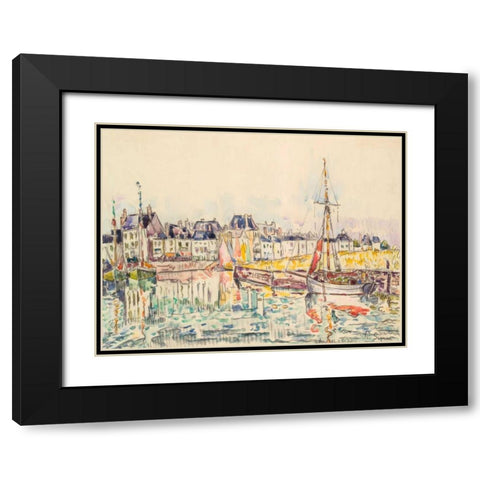 Le Croisic II Black Modern Wood Framed Art Print with Double Matting by Signac, Paul