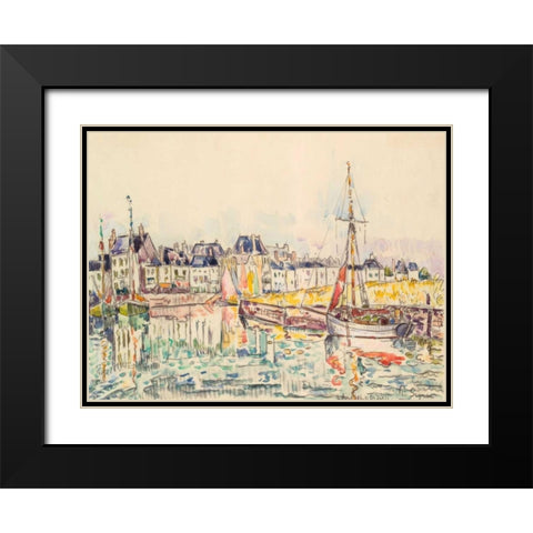 Le Croisic II Black Modern Wood Framed Art Print with Double Matting by Signac, Paul