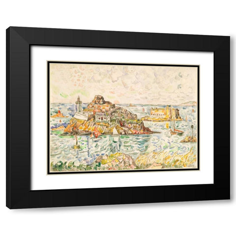 Morlaix, Entrance of the River Black Modern Wood Framed Art Print with Double Matting by Signac, Paul