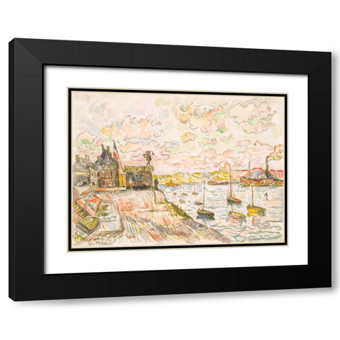 Quilleboeuf Black Modern Wood Framed Art Print with Double Matting by Signac, Paul