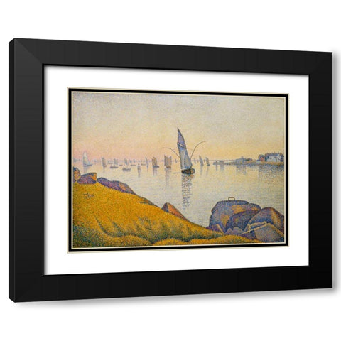 Evening Calm, Concarneau, Opus 220 Black Modern Wood Framed Art Print with Double Matting by Signac, Paul