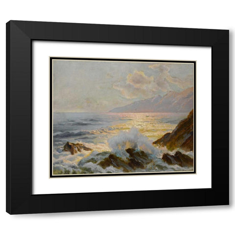 Main Seascape II Black Modern Wood Framed Art Print with Double Matting by Westchiloff, Constantin Alexandrovitch