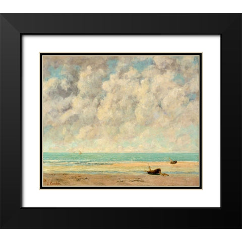 The Calm Sea Black Modern Wood Framed Art Print with Double Matting by Courbet, Gustave