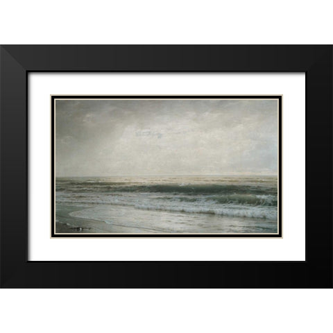 New Jersey Beach Black Modern Wood Framed Art Print with Double Matting by Richards, William Trost