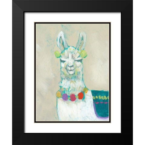 Llama Fun II Black Modern Wood Framed Art Print with Double Matting by Goldberger, Jennifer