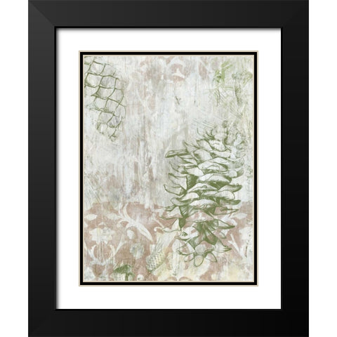 Pinecone Fresco II Black Modern Wood Framed Art Print with Double Matting by Vess, June Erica