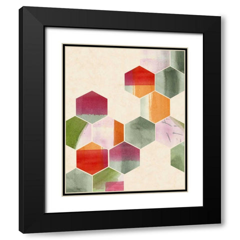 Color Pop Honeycomb II Black Modern Wood Framed Art Print with Double Matting by Popp, Grace