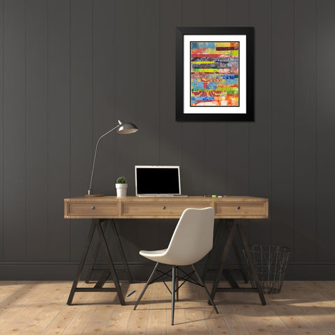 Monoprint Collage I Black Modern Wood Framed Art Print with Double Matting by Moore, Regina
