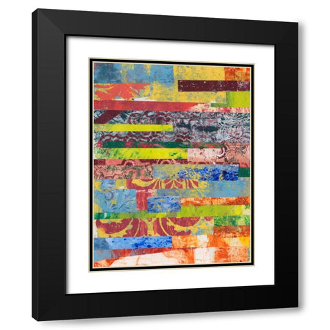 Monoprint Collage I Black Modern Wood Framed Art Print with Double Matting by Moore, Regina