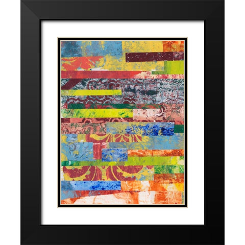Monoprint Collage I Black Modern Wood Framed Art Print with Double Matting by Moore, Regina