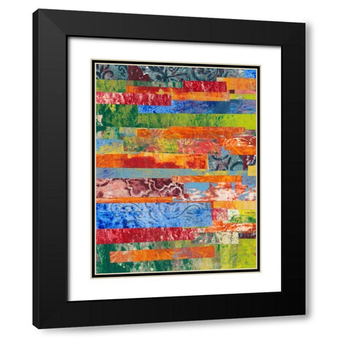 Monoprint Collage III Black Modern Wood Framed Art Print with Double Matting by Moore, Regina