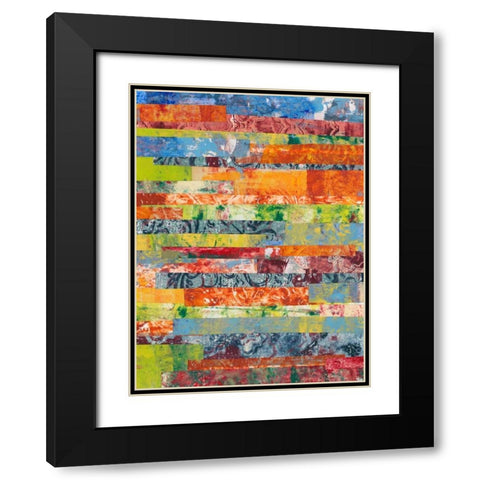 Monoprint Collage IV Black Modern Wood Framed Art Print with Double Matting by Moore, Regina