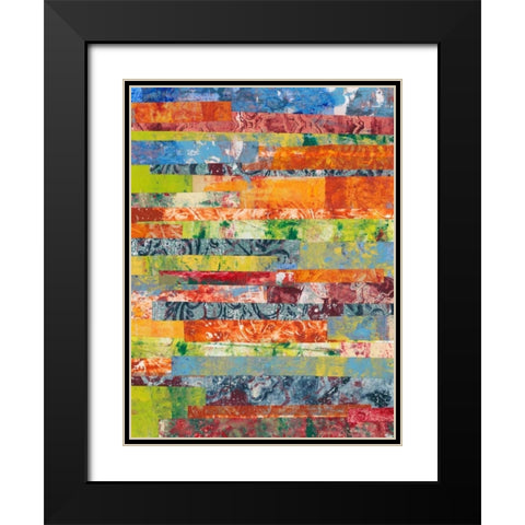 Monoprint Collage IV Black Modern Wood Framed Art Print with Double Matting by Moore, Regina