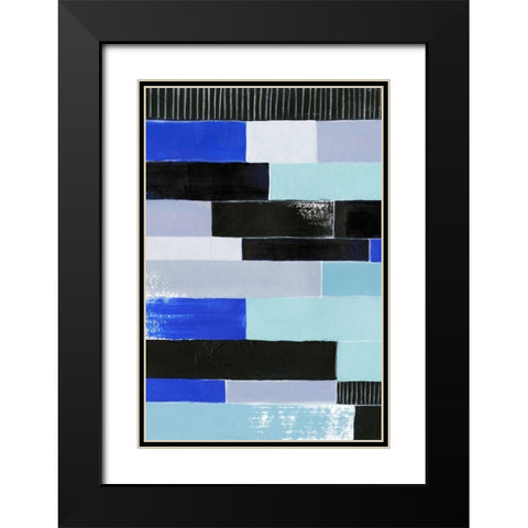 Black and Blue Bricks I Black Modern Wood Framed Art Print with Double Matting by Popp, Grace