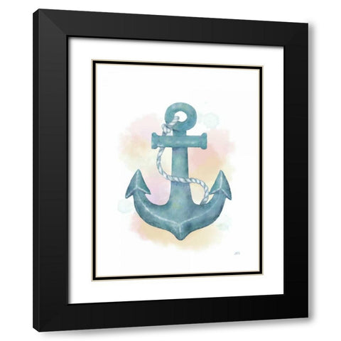 Watercolor Anchor Black Modern Wood Framed Art Print with Double Matting by Reynolds, Jade