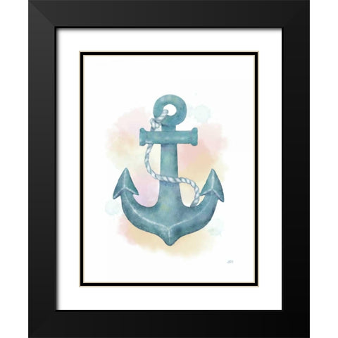 Watercolor Anchor Black Modern Wood Framed Art Print with Double Matting by Reynolds, Jade