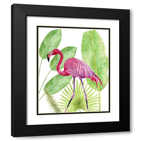 Tropical Flamingo I Black Modern Wood Framed Art Print with Double Matting by Wang, Melissa