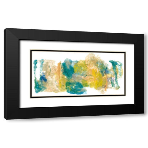 Teal and Scribbles I Black Modern Wood Framed Art Print with Double Matting by Combs, Joyce