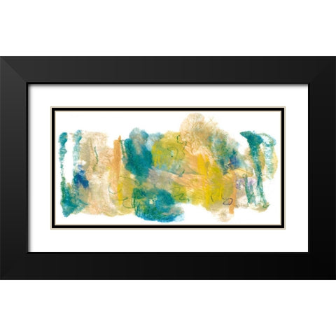 Teal and Scribbles I Black Modern Wood Framed Art Print with Double Matting by Combs, Joyce