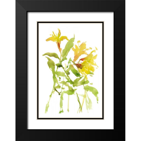 Watercolor Lilies I Black Modern Wood Framed Art Print with Double Matting by Wang, Melissa