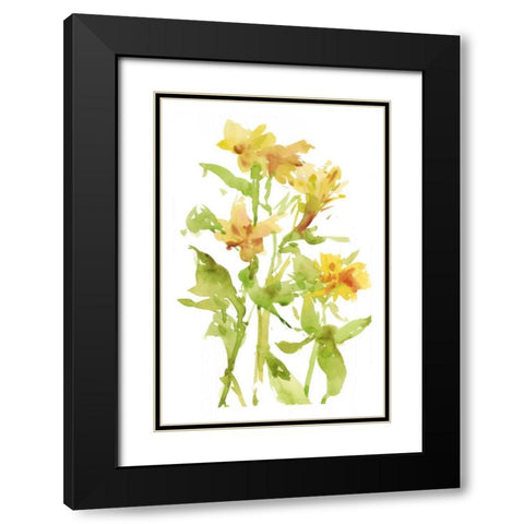 Watercolor Lilies II Black Modern Wood Framed Art Print with Double Matting by Wang, Melissa