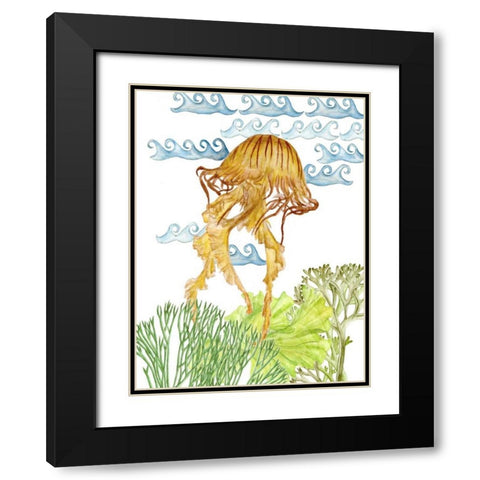 Undersea Creatures IV Black Modern Wood Framed Art Print with Double Matting by Wang, Melissa