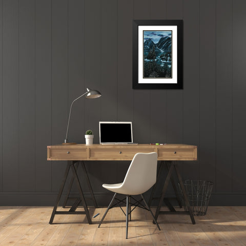 Mountainscape II Black Modern Wood Framed Art Print with Double Matting by Wang, Melissa