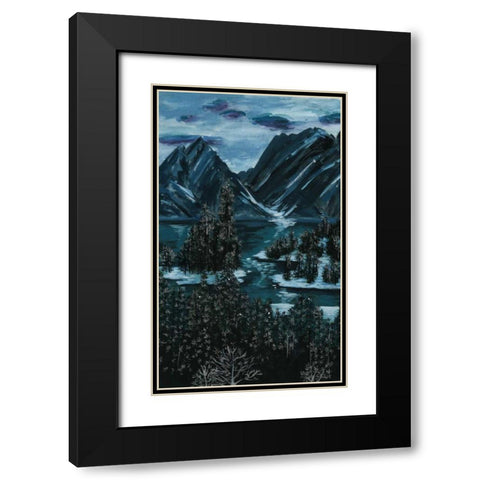 Mountainscape II Black Modern Wood Framed Art Print with Double Matting by Wang, Melissa