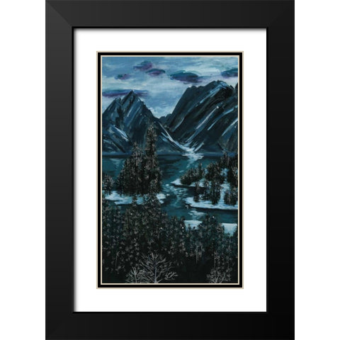 Mountainscape II Black Modern Wood Framed Art Print with Double Matting by Wang, Melissa