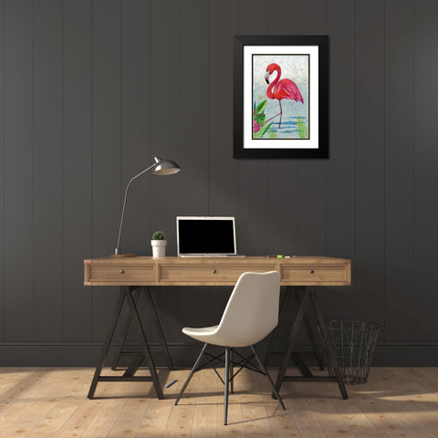 Vivid Flamingo I Black Modern Wood Framed Art Print with Double Matting by Zarris, Chariklia