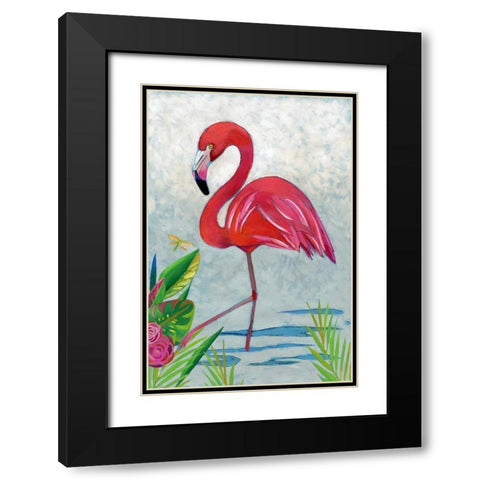 Vivid Flamingo I Black Modern Wood Framed Art Print with Double Matting by Zarris, Chariklia