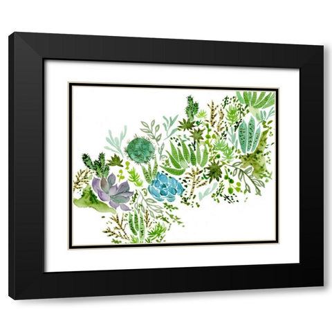 Succulent Field I Black Modern Wood Framed Art Print with Double Matting by Wang, Melissa