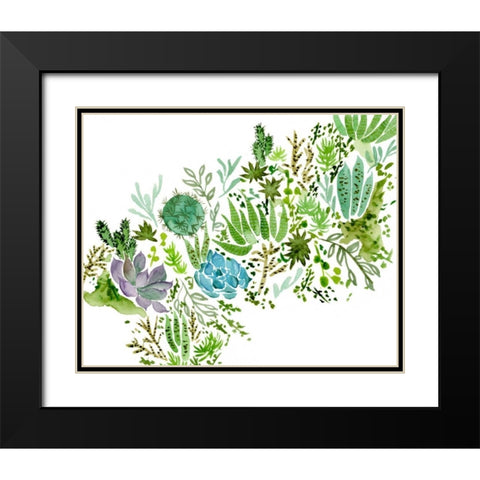 Succulent Field I Black Modern Wood Framed Art Print with Double Matting by Wang, Melissa