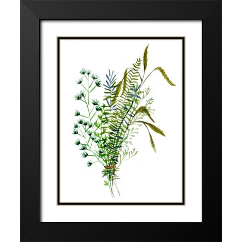 Green Bouquet II Black Modern Wood Framed Art Print with Double Matting by Wang, Melissa