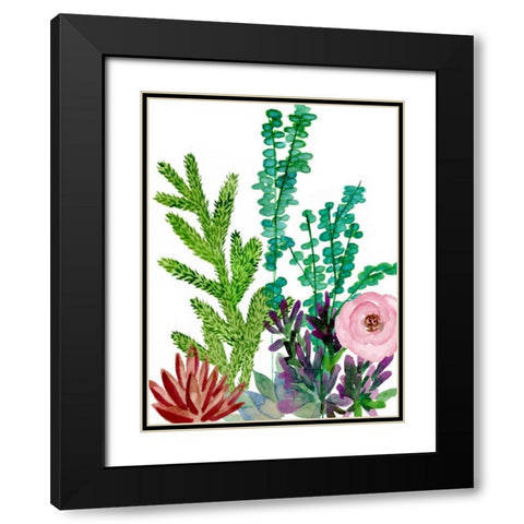 Little Garden II Black Modern Wood Framed Art Print with Double Matting by Wang, Melissa