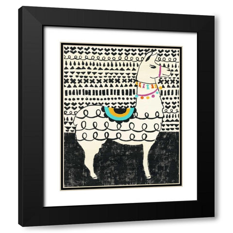 Party Llama I Black Modern Wood Framed Art Print with Double Matting by Zarris, Chariklia