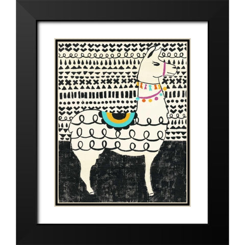 Party Llama I Black Modern Wood Framed Art Print with Double Matting by Zarris, Chariklia