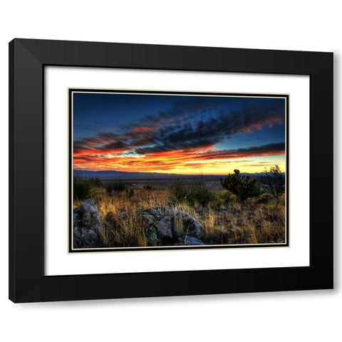 Sunset in the Desert IV Black Modern Wood Framed Art Print with Double Matting by Drost, David