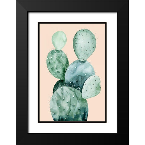 Cactus on Coral II Black Modern Wood Framed Art Print with Double Matting by Popp, Grace