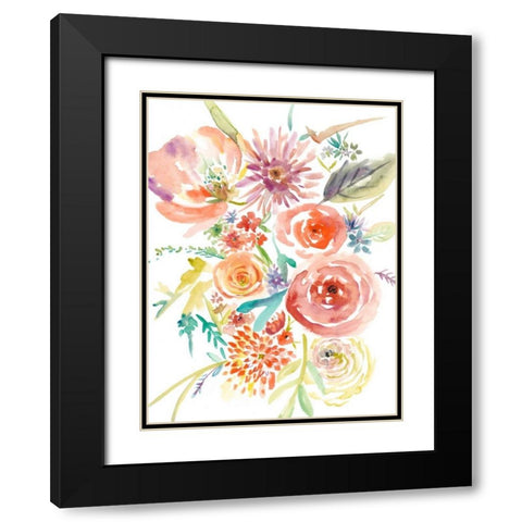 Floating Florals II Black Modern Wood Framed Art Print with Double Matting by Zarris, Chariklia