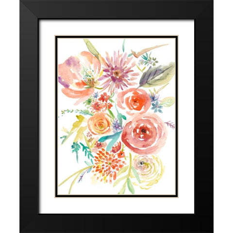 Floating Florals II Black Modern Wood Framed Art Print with Double Matting by Zarris, Chariklia