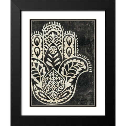 Night Hamsa I Black Modern Wood Framed Art Print with Double Matting by Zarris, Chariklia