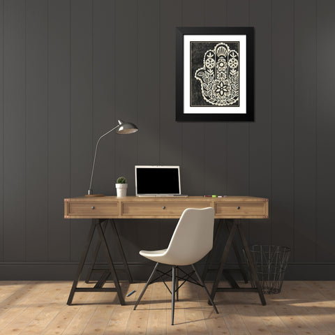 Night Hamsa II Black Modern Wood Framed Art Print with Double Matting by Zarris, Chariklia