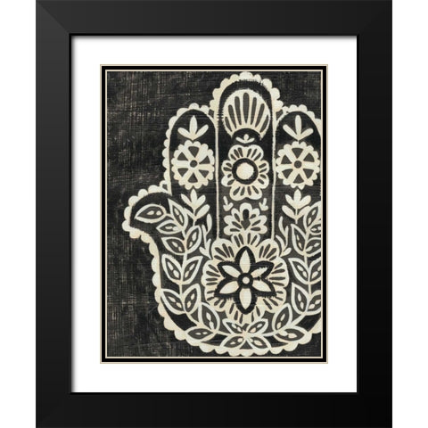 Night Hamsa II Black Modern Wood Framed Art Print with Double Matting by Zarris, Chariklia