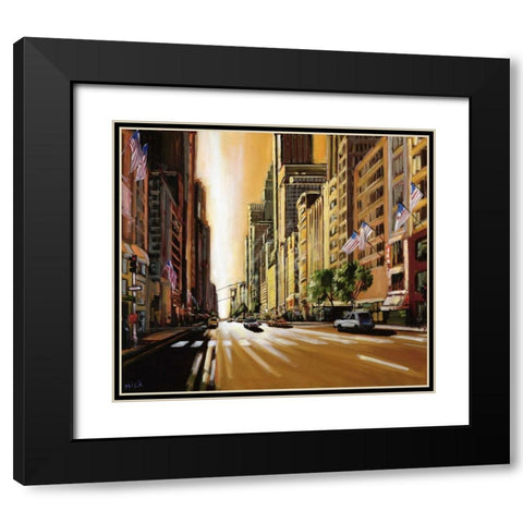 Light of Manhattan Black Modern Wood Framed Art Print with Double Matting by Mica