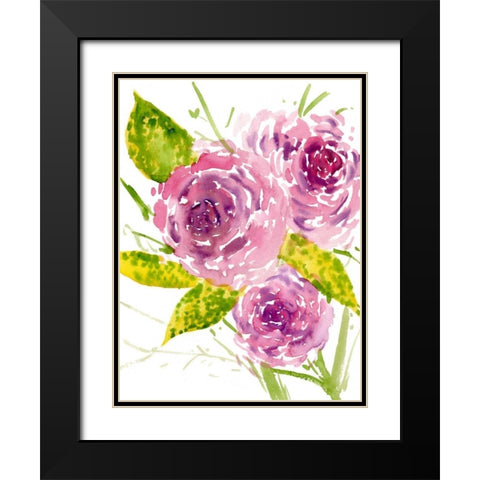Bouquet Rose I Black Modern Wood Framed Art Print with Double Matting by Wang, Melissa