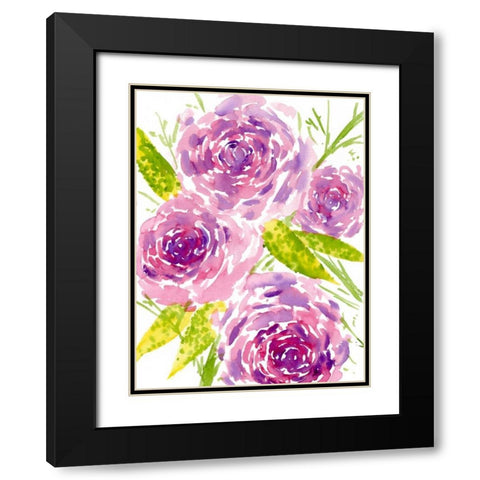 Bouquet Rose II Black Modern Wood Framed Art Print with Double Matting by Wang, Melissa