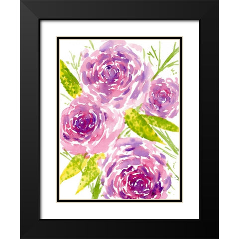 Bouquet Rose II Black Modern Wood Framed Art Print with Double Matting by Wang, Melissa