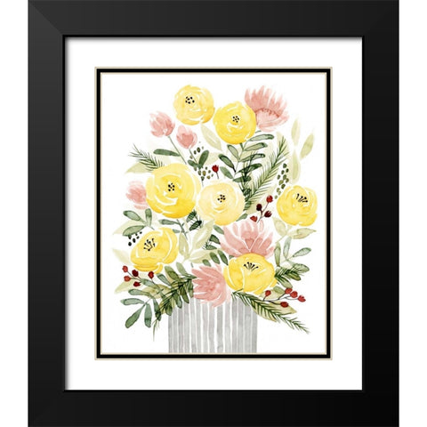 Blush Bouquet I Black Modern Wood Framed Art Print with Double Matting by Popp, Grace